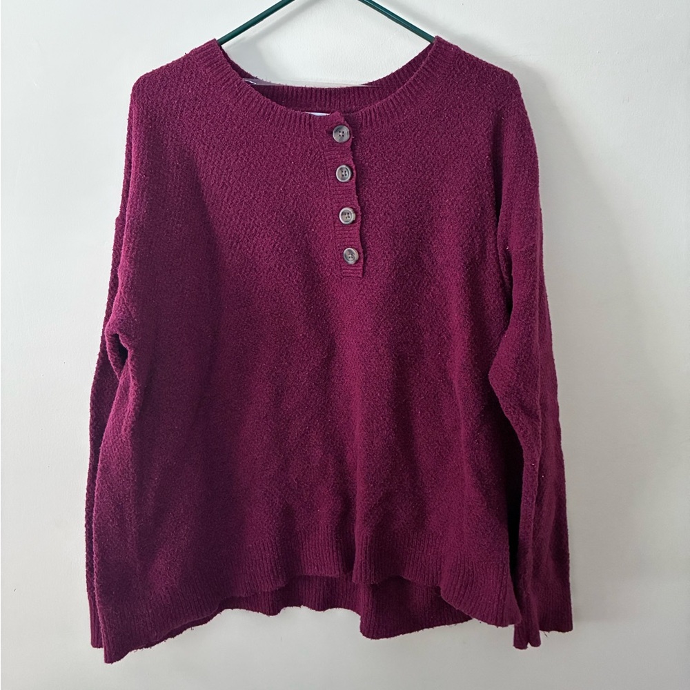 Plum Button-Up Sweater